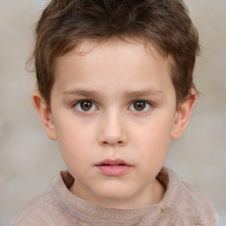 Neutral white child male with short  brown hair and brown eyes