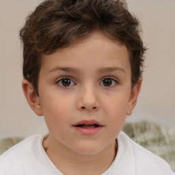 Neutral white child female with short  brown hair and brown eyes
