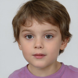 Neutral white child male with short  brown hair and brown eyes