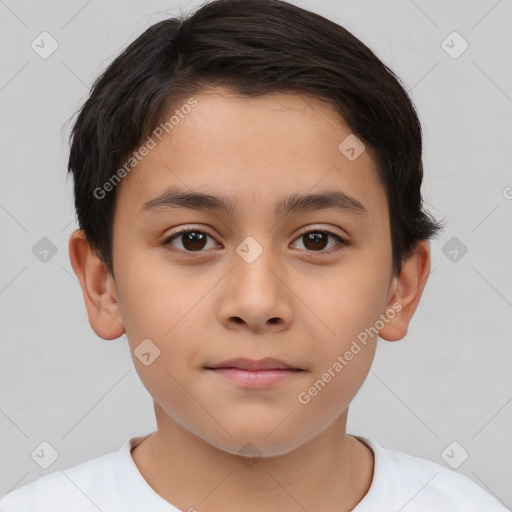 Neutral white child male with short  brown hair and brown eyes