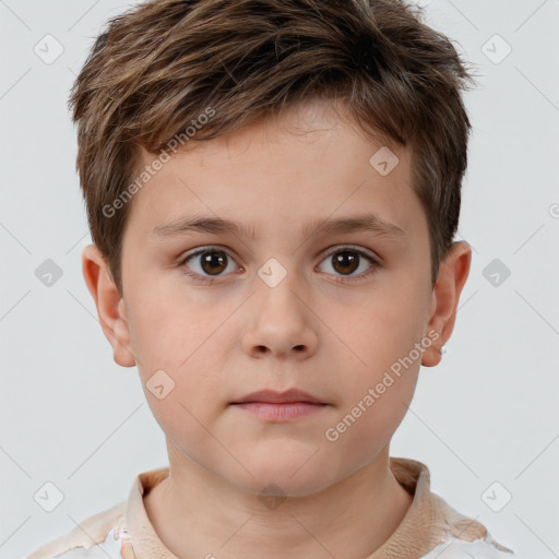 Neutral white child male with short  brown hair and brown eyes