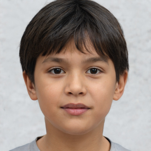 Neutral white child male with short  brown hair and brown eyes