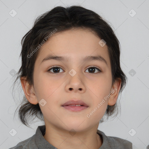 Neutral white child female with medium  brown hair and brown eyes