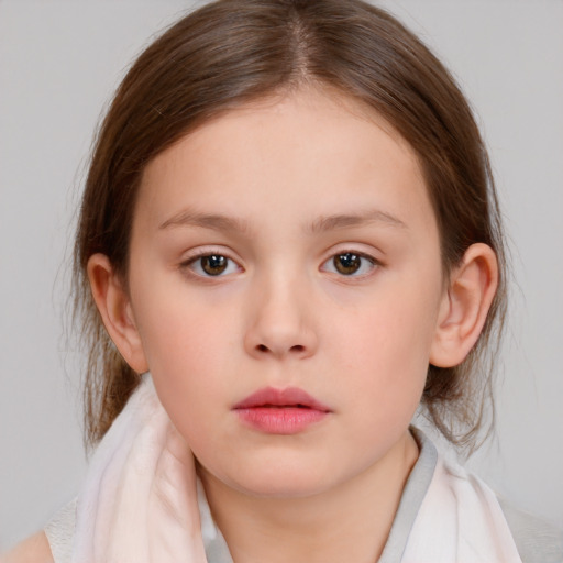 Neutral white child female with medium  brown hair and brown eyes