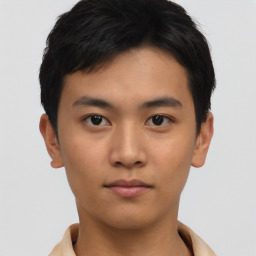 Neutral asian young-adult male with short  brown hair and brown eyes