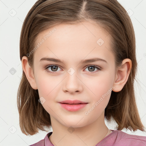 Neutral white child female with medium  brown hair and brown eyes