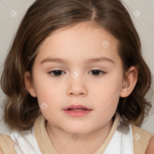 Neutral white child female with medium  brown hair and brown eyes