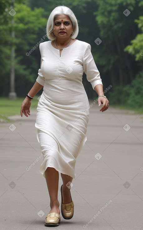 Indian middle-aged female with  white hair