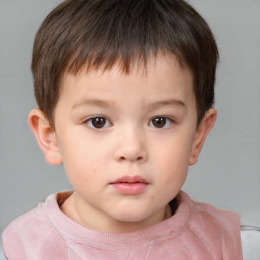 Neutral white child male with short  brown hair and brown eyes