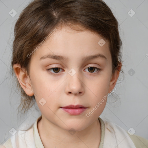 Neutral white child female with medium  brown hair and brown eyes