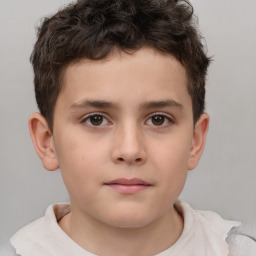 Neutral white child male with short  brown hair and brown eyes