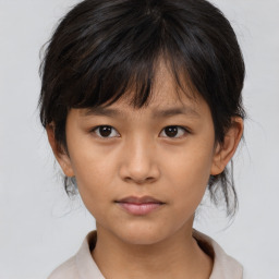 Neutral asian young-adult female with medium  brown hair and brown eyes