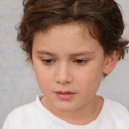 Neutral white child female with short  brown hair and brown eyes