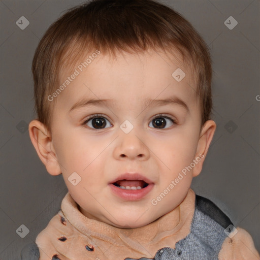 Neutral white child male with short  brown hair and brown eyes