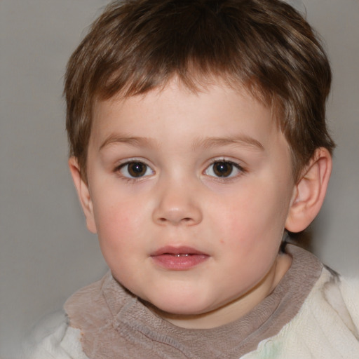 Neutral white child male with short  brown hair and brown eyes