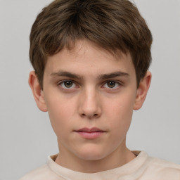 Neutral white child male with short  brown hair and brown eyes