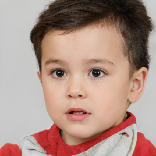 Neutral white child male with short  brown hair and brown eyes