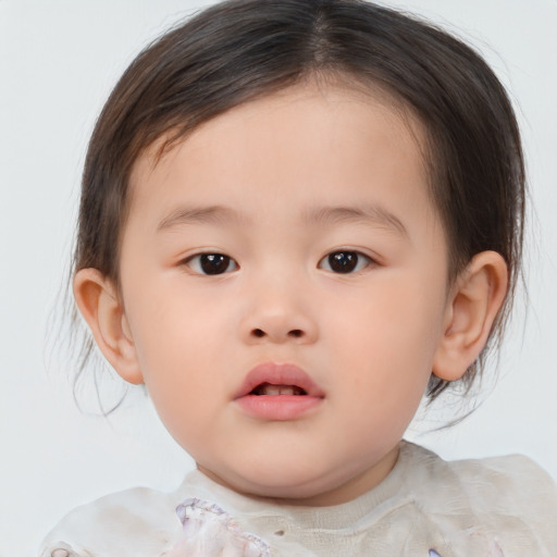 Neutral asian child female with medium  brown hair and brown eyes