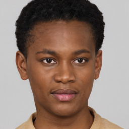 Neutral black young-adult male with short  brown hair and brown eyes