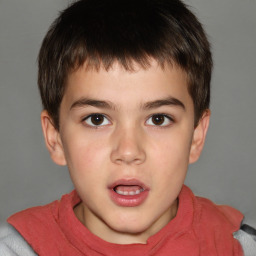 Neutral white child male with short  brown hair and brown eyes