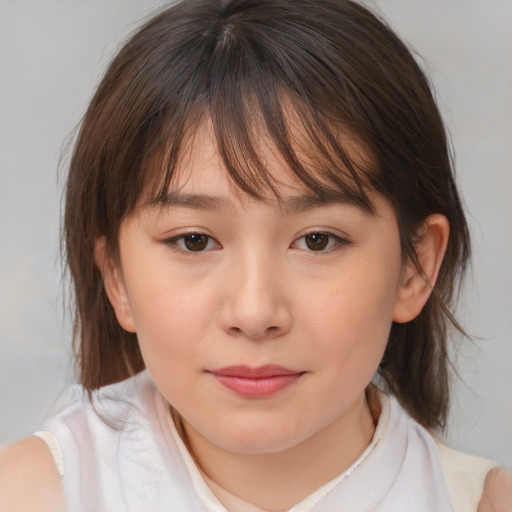 Neutral white child female with medium  brown hair and brown eyes