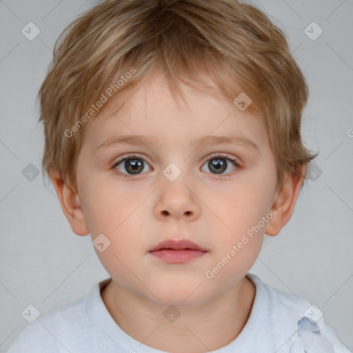 Neutral white child male with short  brown hair and brown eyes