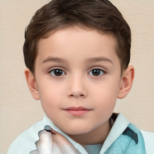 Neutral white child male with short  brown hair and brown eyes