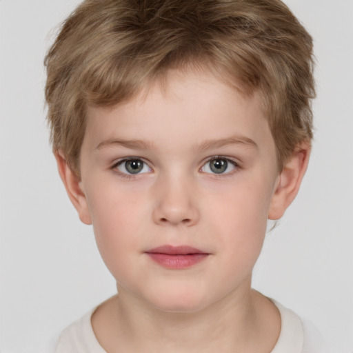 Neutral white child male with short  brown hair and brown eyes