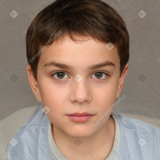 Neutral white child male with short  brown hair and brown eyes