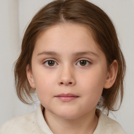 Neutral white child female with medium  brown hair and brown eyes