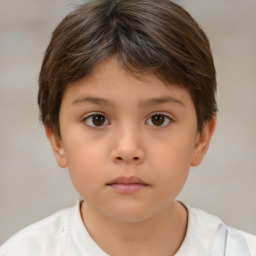 Neutral white child female with short  brown hair and brown eyes
