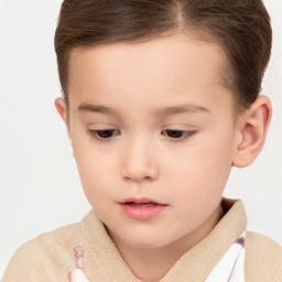 Neutral white child female with short  brown hair and brown eyes