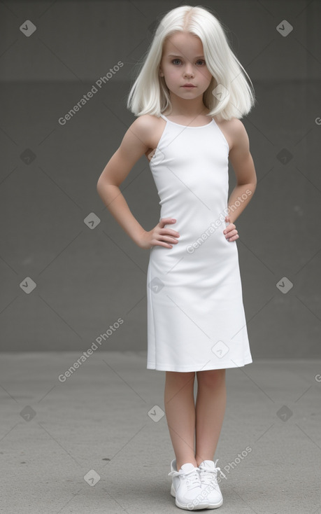 Caucasian child girl with  white hair