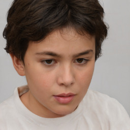 Neutral white child female with short  brown hair and brown eyes