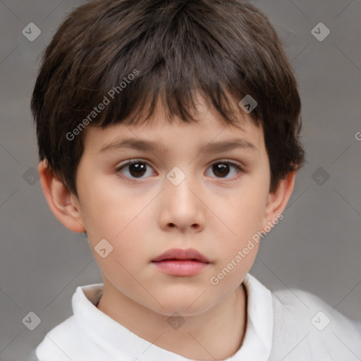 Neutral white child female with short  brown hair and brown eyes