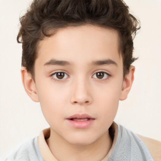 Neutral white child male with short  brown hair and brown eyes