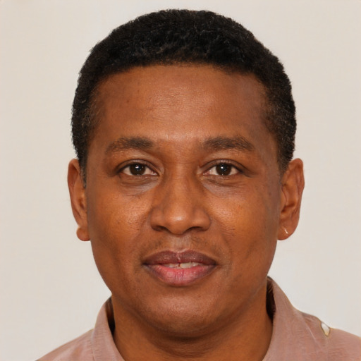 Neutral latino adult male with short  black hair and brown eyes