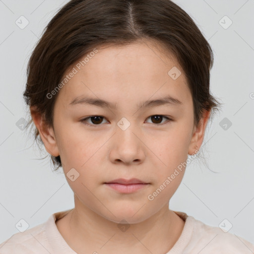 Neutral white child female with medium  brown hair and brown eyes