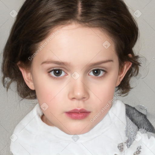 Neutral white child female with medium  brown hair and brown eyes