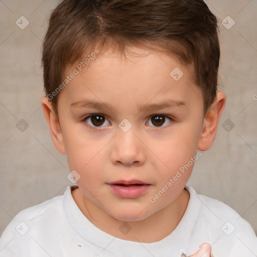 Neutral white child female with short  brown hair and brown eyes