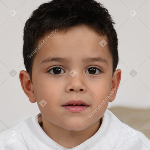 Neutral white child male with short  brown hair and brown eyes