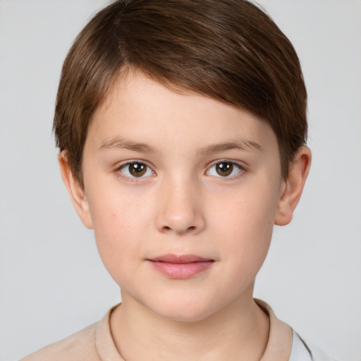 Neutral white child female with short  brown hair and brown eyes