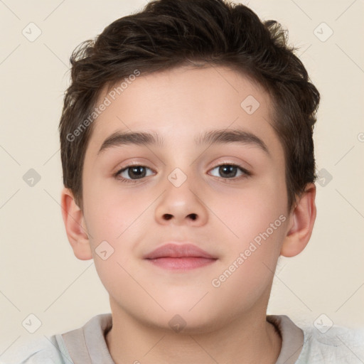 Neutral white child male with short  brown hair and brown eyes