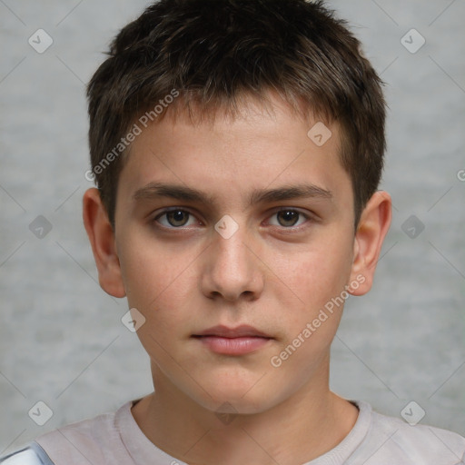 Neutral white child male with short  brown hair and brown eyes