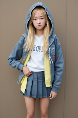 Mongolian teenager girl with  blonde hair