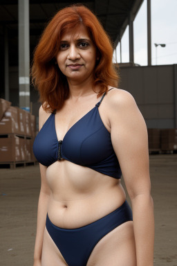 Indian middle-aged female with  ginger hair