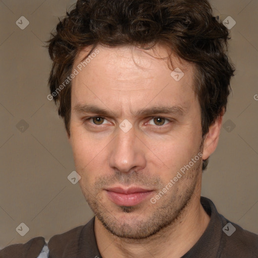 Neutral white adult male with short  brown hair and brown eyes