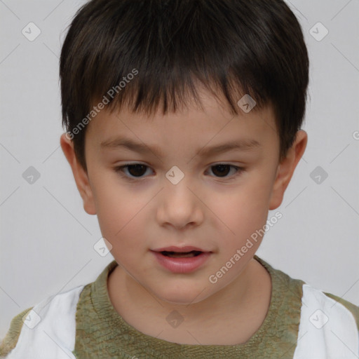 Neutral white child male with short  brown hair and brown eyes