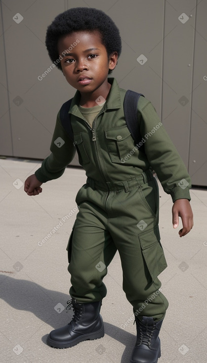 African american child male with  black hair