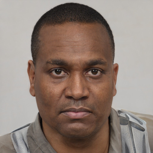 Neutral latino adult male with short  black hair and brown eyes